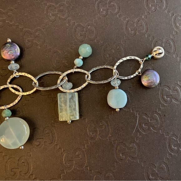 Sterling Silver Multi Gemstone Charm Bracelet - Picture 3 of 8